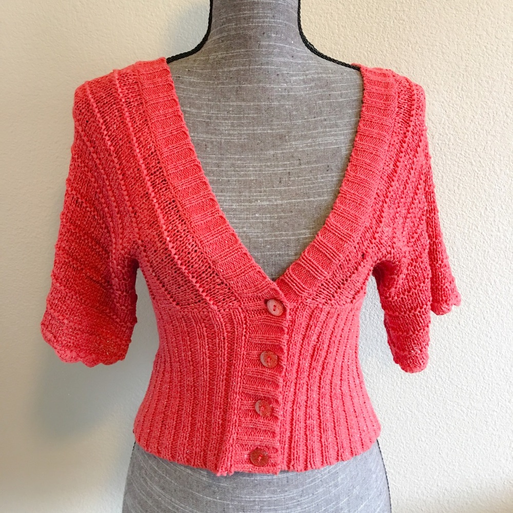 Guess Crop Knit Fitted Sweater Top